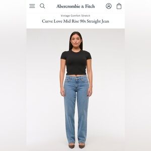 Abercrombie & Fitch Curve Love Mid Rise 90s Straight Jean